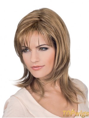 Shoulder Length Blonde Layered Wavy Perfect Full Lace Wigs