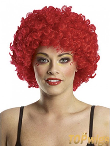 Kinky Without Bangs Short Red Modern Lace Front Wigs