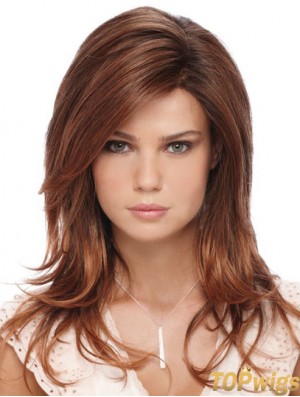 Fashion Auburn Long With Bangs Straight Glueless Lace Front Wigs