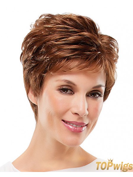 Curly Layered Short Suitable Auburn Synthetic Wigs