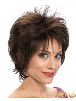 Wavy Layered 7.5 inch Brown Designed Synthetic Wigs