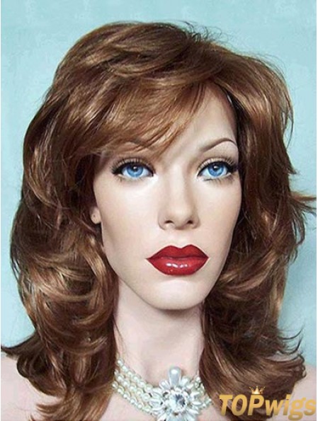 Wavy Layered Shoulder Length Brown Good Lace Front Wigs