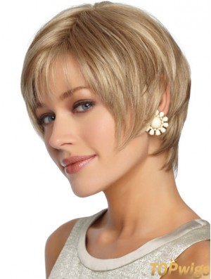 Short Layered Straight Blonde Hairstyles Synthetic Wigs