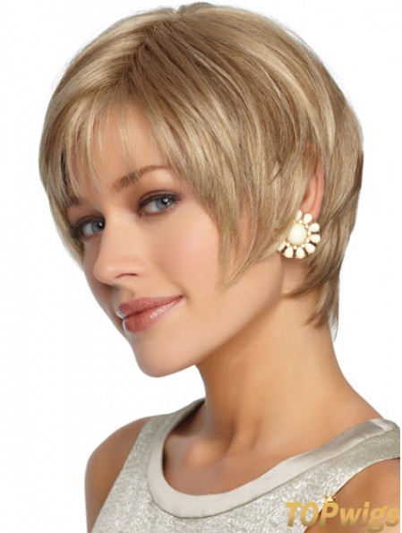 Short Layered Straight Blonde Hairstyles Synthetic Wigs