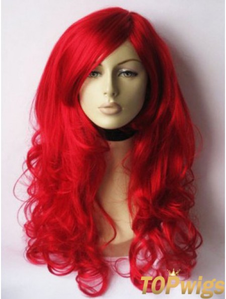 Wavy With Bangs Lace Front Gorgeous 22 inch Red Long Wigs