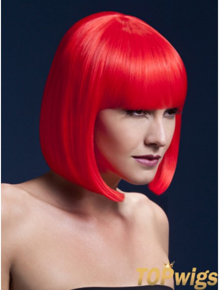 Affordable 12 inch Straight Red Bobs Short Wigs