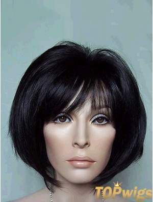 Chin Length Bobs Straight Black Suitable Synthetic Wigs