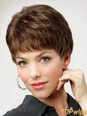 Stylish 8 inch Straight Brown Boycuts Short Wigs