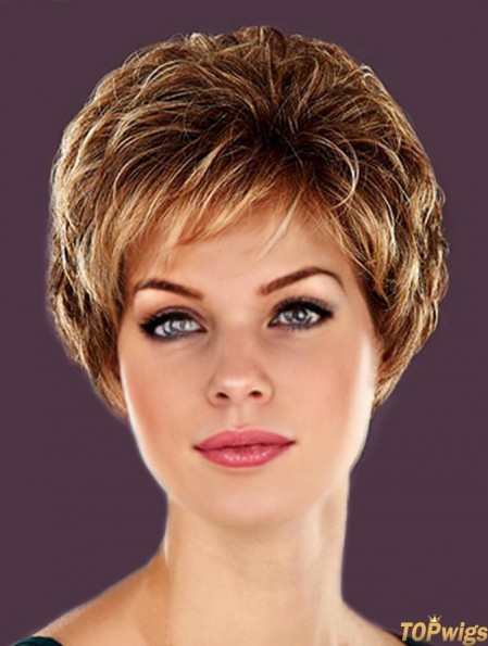 Hairstyles Blonde Cropped Layered Wavy Glueless Lace Front Wigs