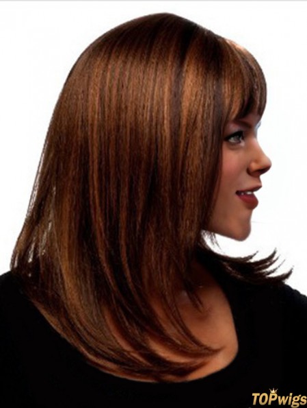 Shoulder Length With Bangs Straight Auburn Affordable Synthetic Wigs