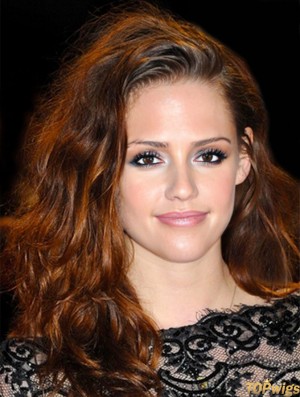 Discount Auburn Long Wavy 21 inch Without Bangs Kristen Stewart Lace Wigs