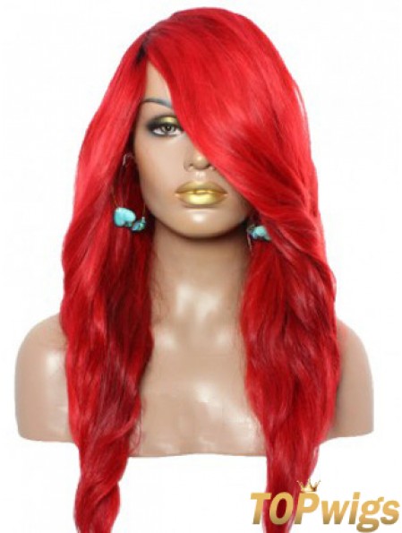 Wavy With Bangs Lace Front Amazing 22 inch Red Long Wigs