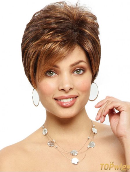 Straight Layered 6 inch Auburn Soft Synthetic Wigs