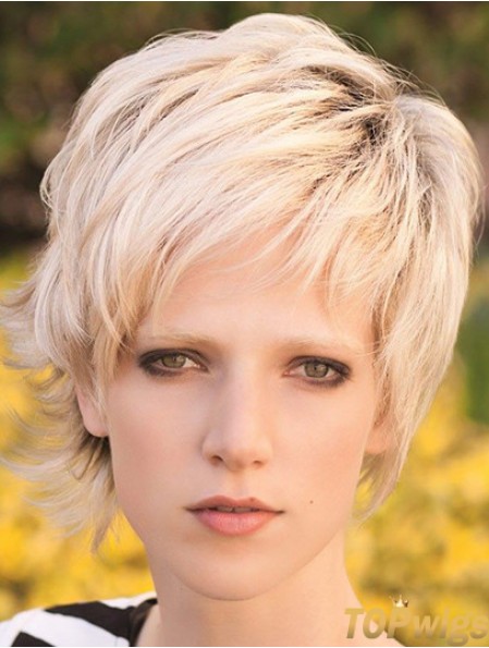 Discount 8 inch Straight Blonde Layered Short Wigs