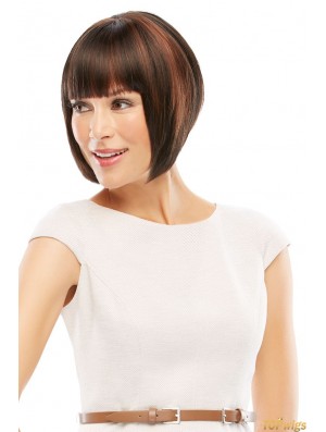 Lace Front Short Straight Auburn Modern Bob Wigs