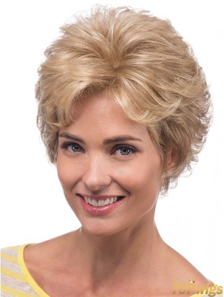 Amazing Blonde Chin Length Layered Wavy Glueless Lace Front Wigs