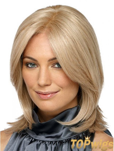 Shoulder Length Without Bangs Straight Blonde Designed Synthetic Wigs