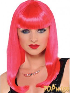 Straight With Bangs Long Red Incredible Lace Front Wigs