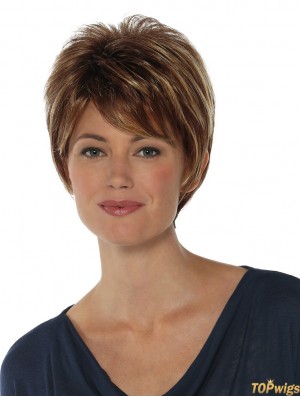 Fabulous 8 inch Straight Brown Boycuts Short Wigs