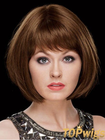 Chin Length Straight Capless Bobs 8 inch Top Synthetic Wigs