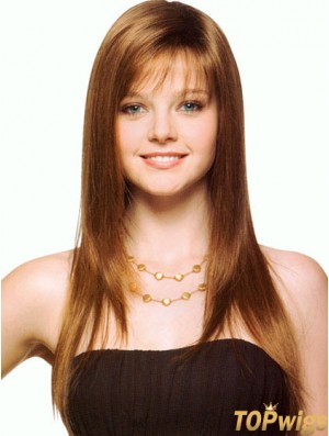 Long With Bangs Straight Brown New Synthetic Wigs