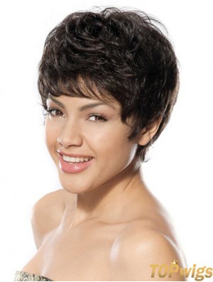 Discount Black Short Boycuts Wavy Glueless Lace Front Wigs