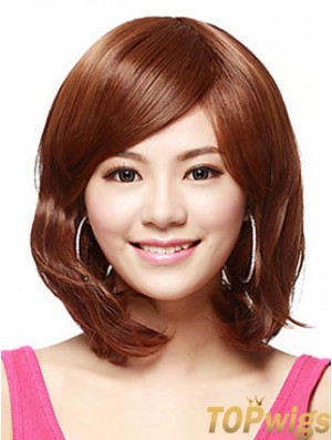 Shoulder Length Bobs Straight Auburn Flexibility Synthetic Wigs