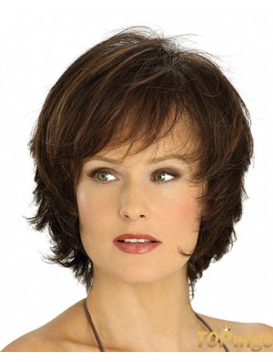 Amazing Brown Chin Length Straight Layered Lace Front Wigs