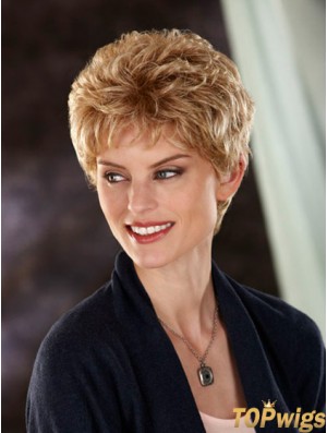 Wavy Boycuts Cropped Durable Blonde Synthetic Wigs