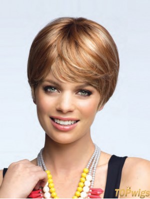 Flexibility 8 inch Straight Blonde Boycuts Short Wigs