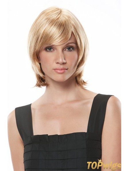 Chin Length Straight Monofilament Blonde Fashionable Bob Wigs