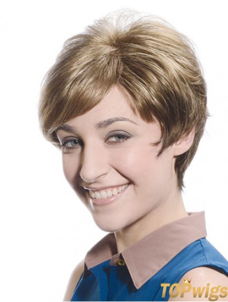 Soft Brown Short Boycuts Straight Glueless Lace Front Wigs