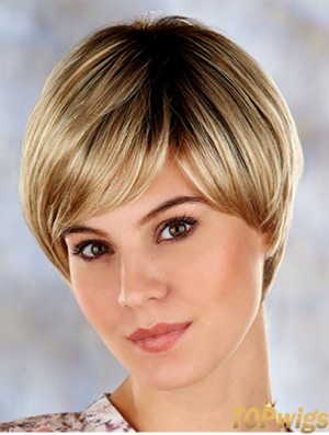 High Quality 7 inch Straight Blonde Layered Short Wigs