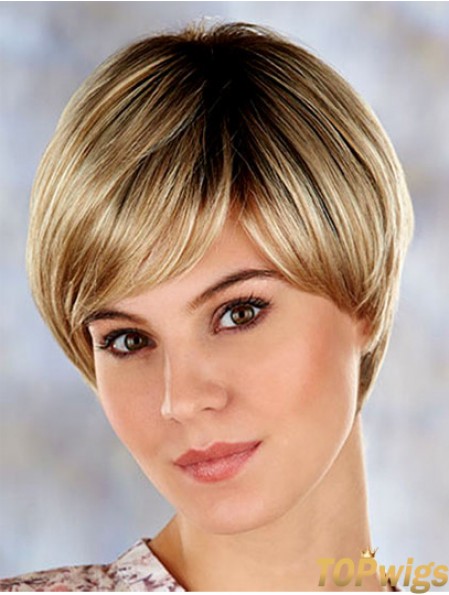 High Quality 7 inch Straight Blonde Layered Short Wigs