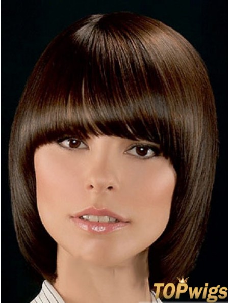 Top Brown Chin Length Straight Bobs Lace Front Wigs