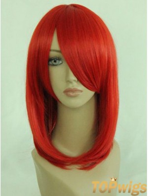 Red Shoulder Length Straight With Bangs 14 inch Online Medium Wigs