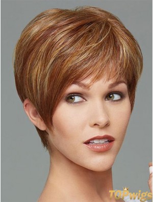 Cropped Boycuts Straight Brown Stylish Synthetic Wigs