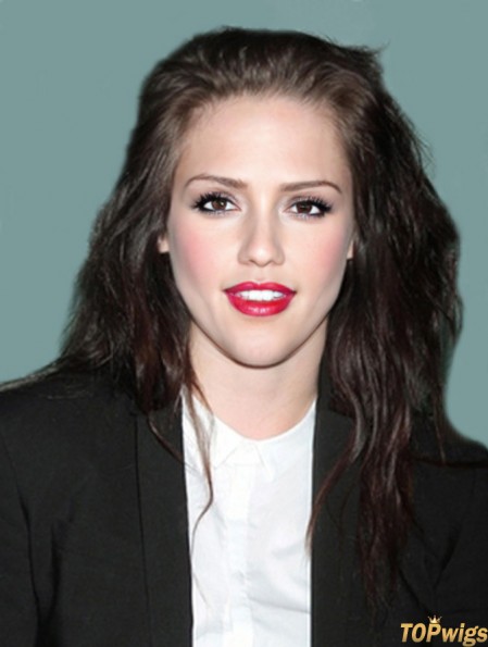 Suitable Brown Shoulder Length Wavy 20 inch Without Bangs Kristen Stewart Lace Wigs