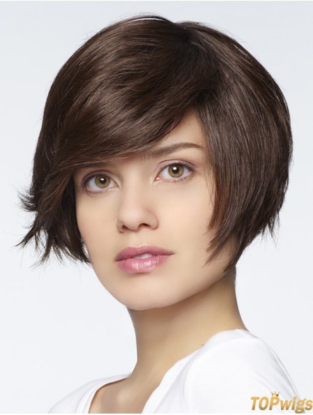 Straight Short Auburn 6 inch Monofilament Style Bob Wigs