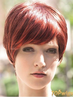 Incredible 8 inch Straight Red Boycuts Short Wigs