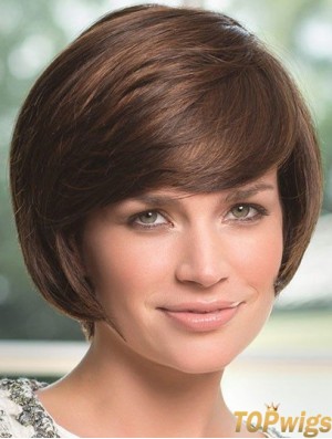 Wavy Chin Length Brown 8 inch Lace Front Perfect Bob Wigs