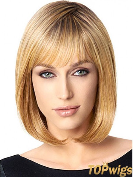 Bobs Blonde Straight Chin Length 10 inch Affordable Medium Wigs