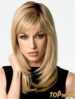 Straight Fashionable 16 inch Blonde Layered Long Wigs