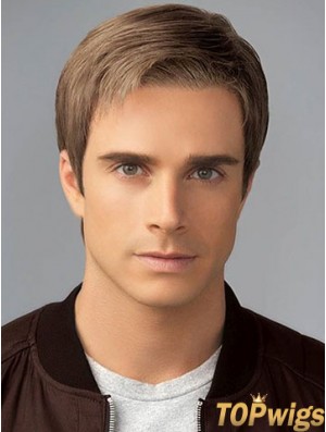 6 inch Brown Classic Short Straight Synthetic Mens Wigs