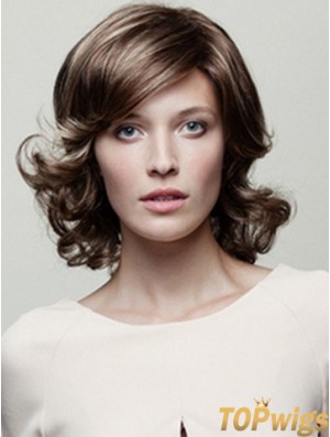 Classic Brown Wavy Chin Length 10 inch Top Medium Wigs