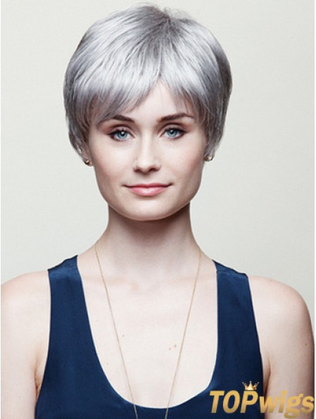 Straight Grey 6 inch Perfect Short Wigs