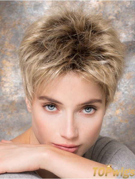 4 inch Blonde Synthetic Boycuts Straight Short Hair