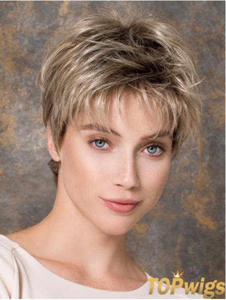 Capless Straight Blonde Boycuts 6 inch Synthetic Wigs Online