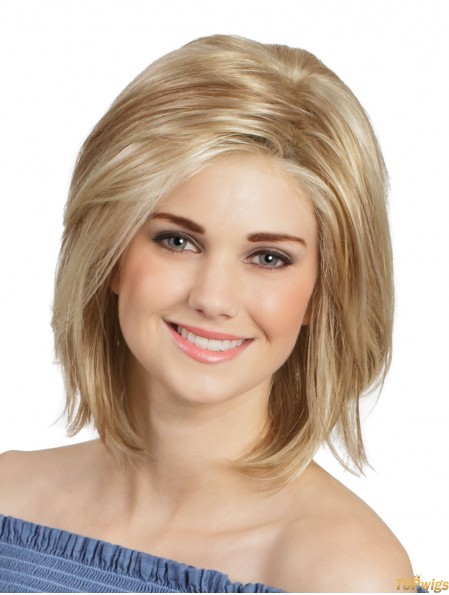 12 inch Straight Blonde Monofilament Cheap Bob Wigs