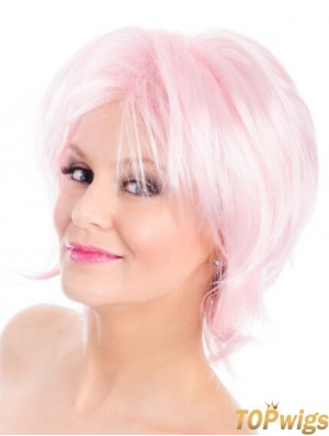 Straight Bobs Pink 8 inch Capless Wig Fashion